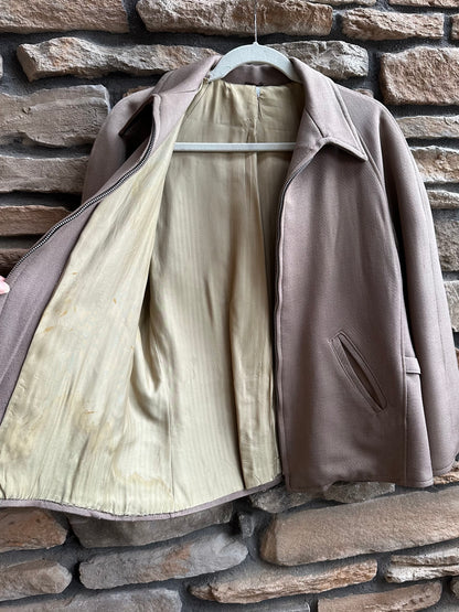 RARE 40’s Wool Gabardine Western Raglan Zip-Up Jacket (Unisex S)