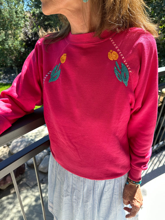 CUSTOM ORDER: Vintage Raglan Hand Embroidered Sweatshirt (Women’s S)