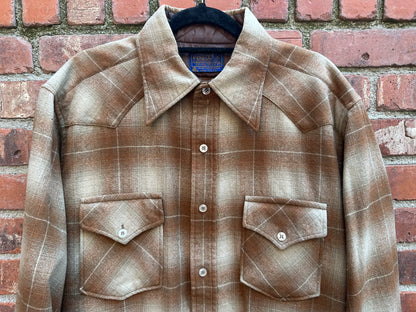 60’s Pendleton Wool Shadow Plaid Western Shirt (Unisex L)