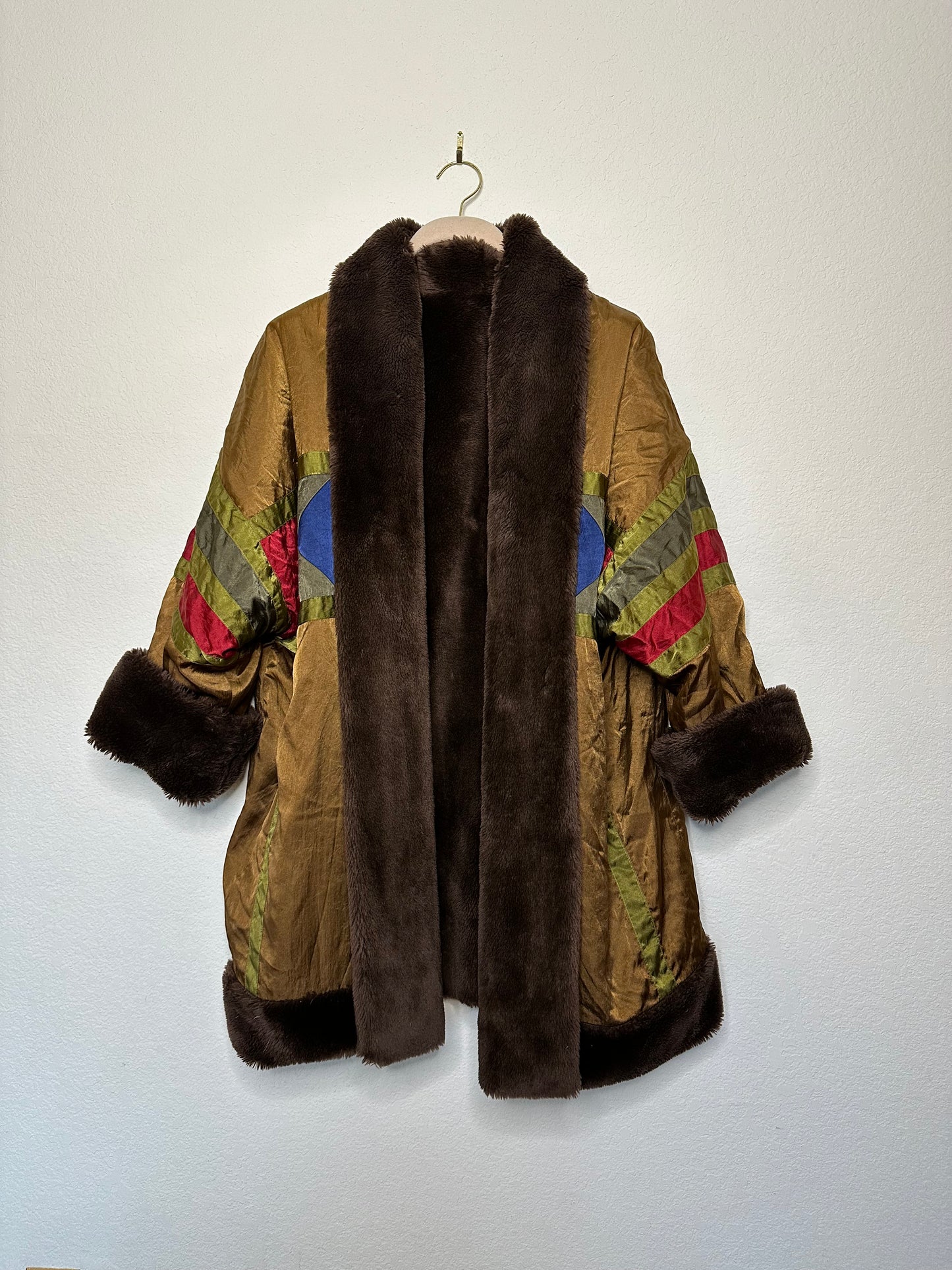 80’s Ann Tijan for Kenar Reversible Color Block Teddy Coat (M/L)