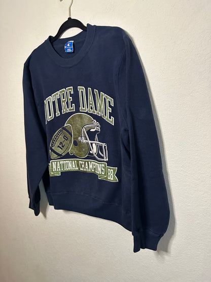 RARE 1988 Notre Dame Football 12-0 National Champions Sweatshirt (Unisex L)