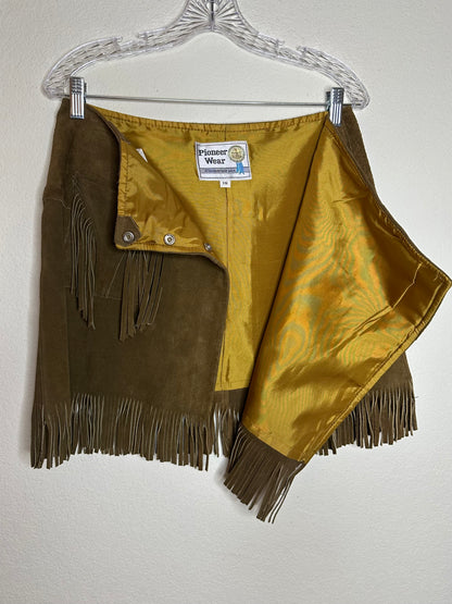 60’s Pioneer Wear Suede Fringe Western Wrap Skirt (M/L)