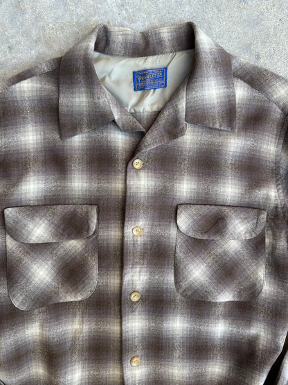 50’s Pendleton Shadow Plaid Loop Collar Wool Board Shirt (Men’s L)