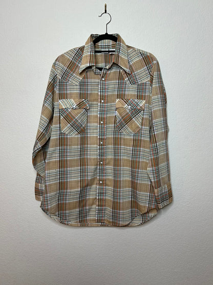 70’s Levi’s Plaid Western Pearl Snap Shirt (Unisex L)