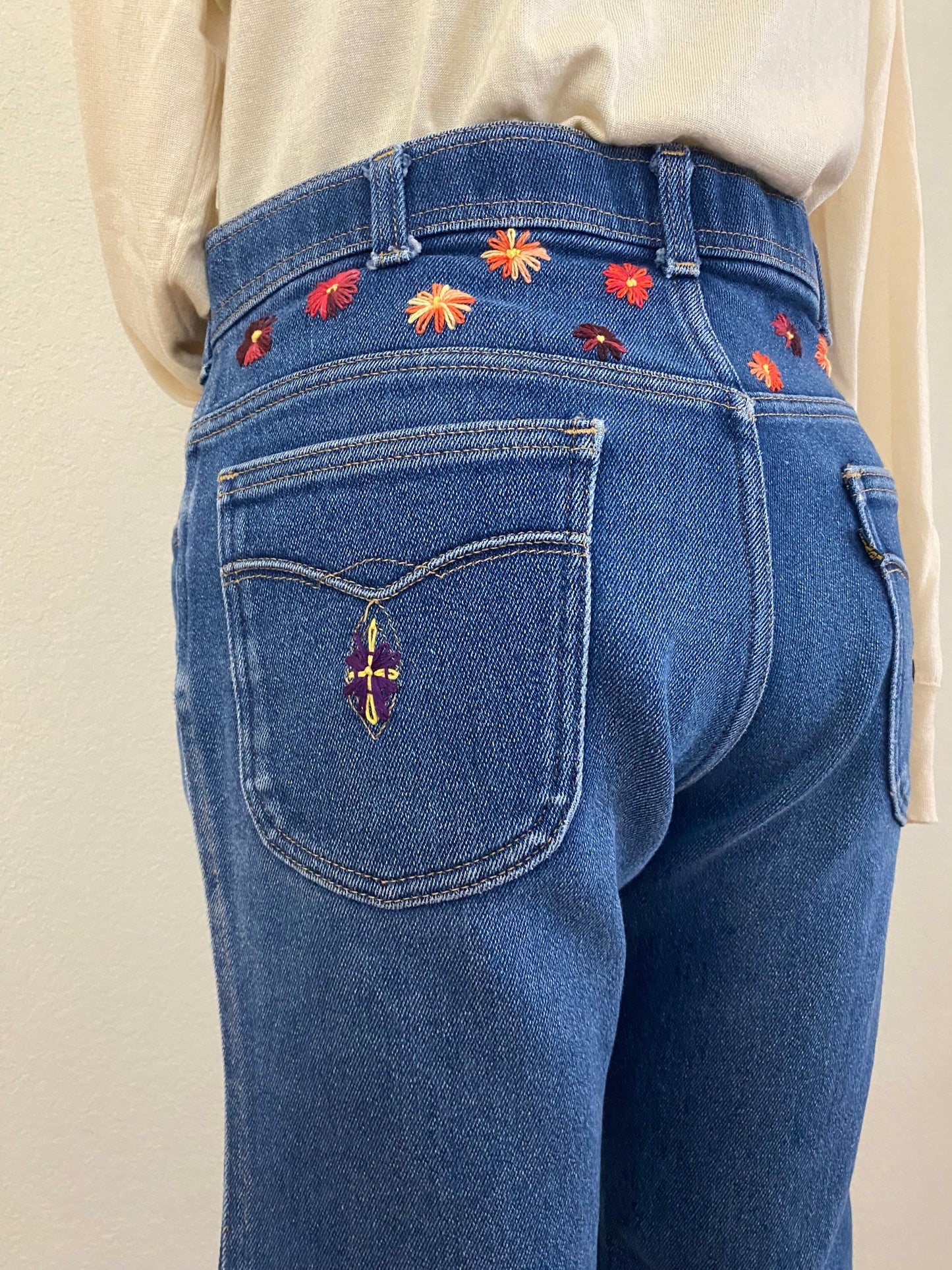 MCA Vintage Revival: 70’s Levi’s Bootcut Western Hand Embroidered Jeans (Modern 6/8)