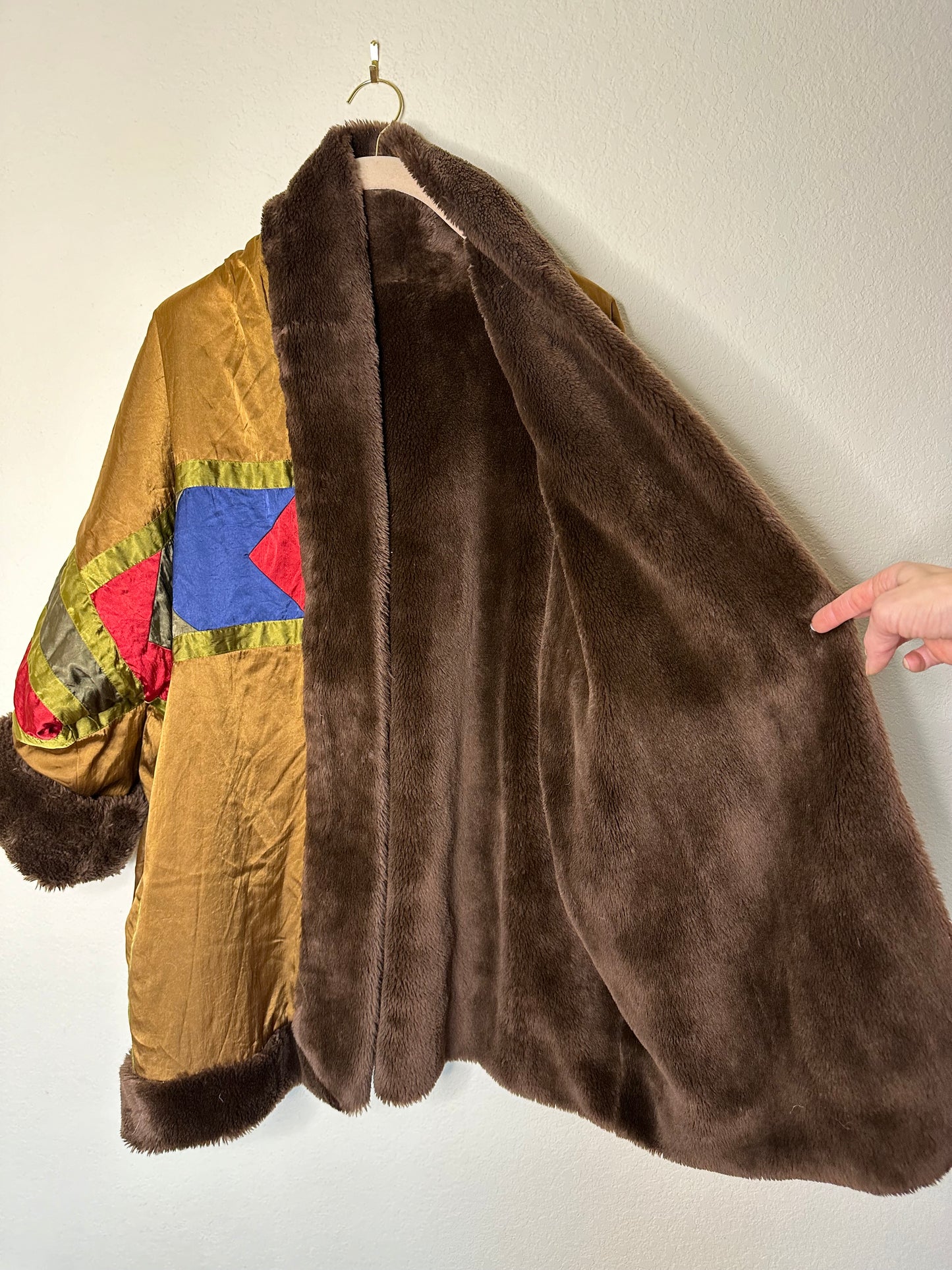 80’s Ann Tijan for Kenar Reversible Color Block Teddy Coat (M/L)