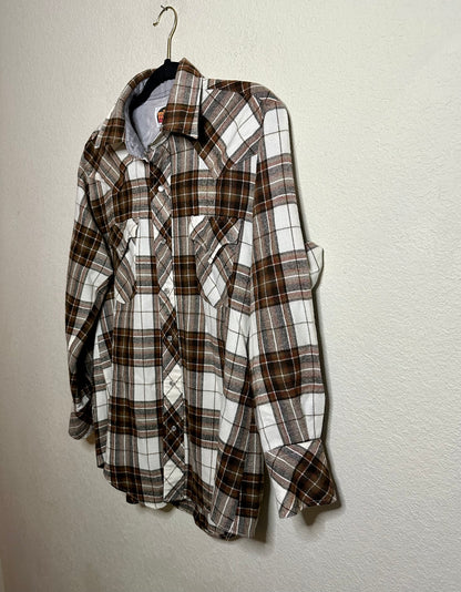 70’s Miller Western Wear Pearl Snap Flannel Shirt (Unisex M)