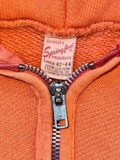 50’s Springfoot Zip-Up 100% Cotton Split Pocket Double Hood Sweatshirt (Unisex M)