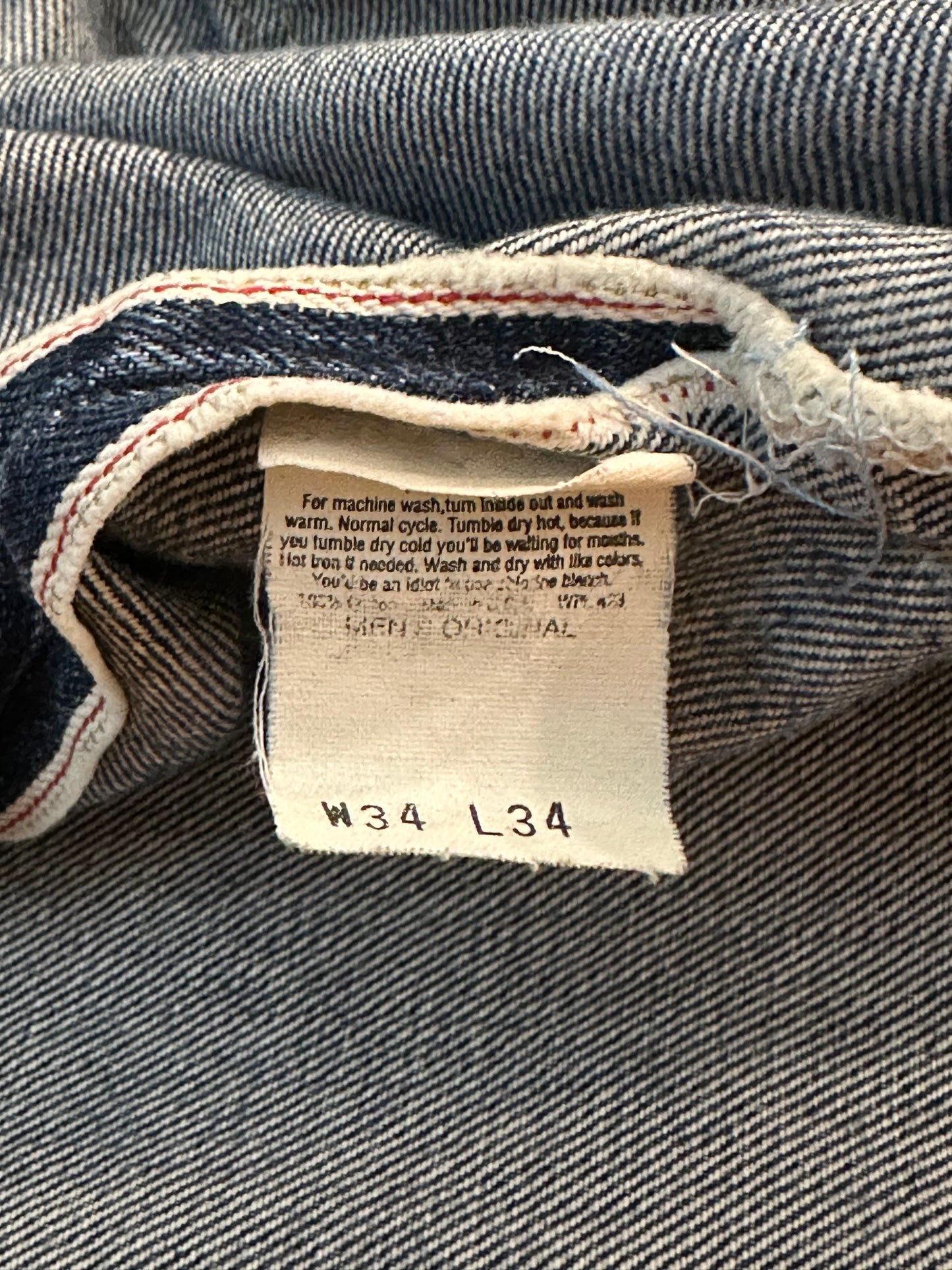 60’s Model - 90’s Vintage LEVI’S Big E 501 Redline Selvedge Jeans USA (33x31.5)