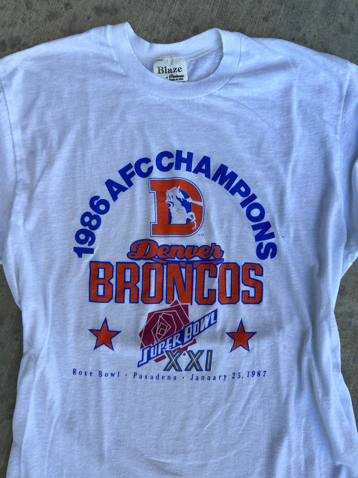 80’s Denver Broncos AFC Champs Paperthin Single Stitch Tee (Unisex M)