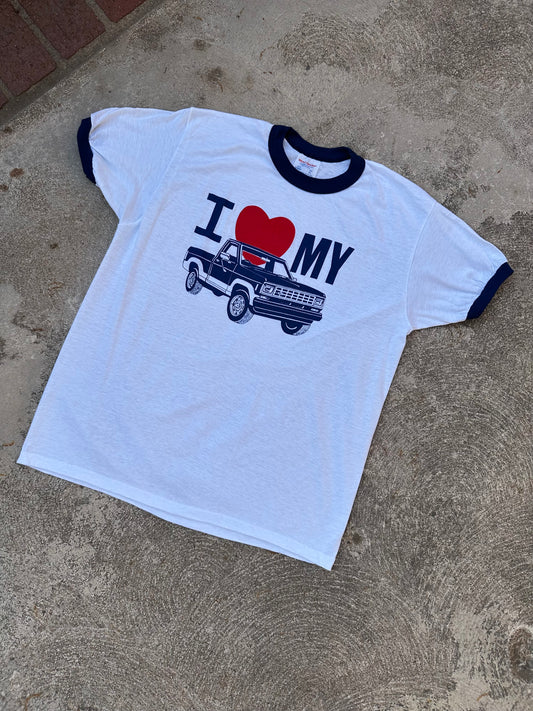 80’s “I Love My Truck” Single Stitch Ringer Tee (Unisex L)