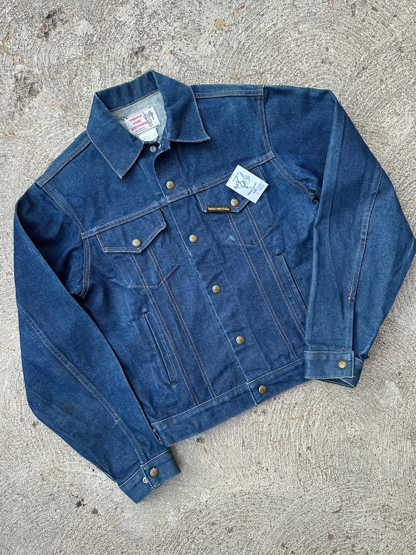 80’s Saddle King Raw Denim Trucker Jacket (Unisex S)