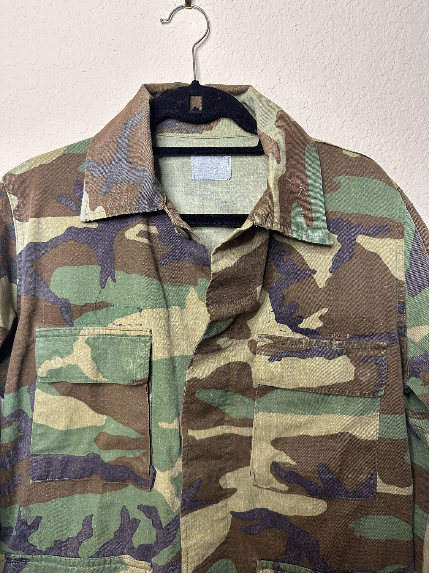 80’s Military Woodland Camo Field Jacket (M)