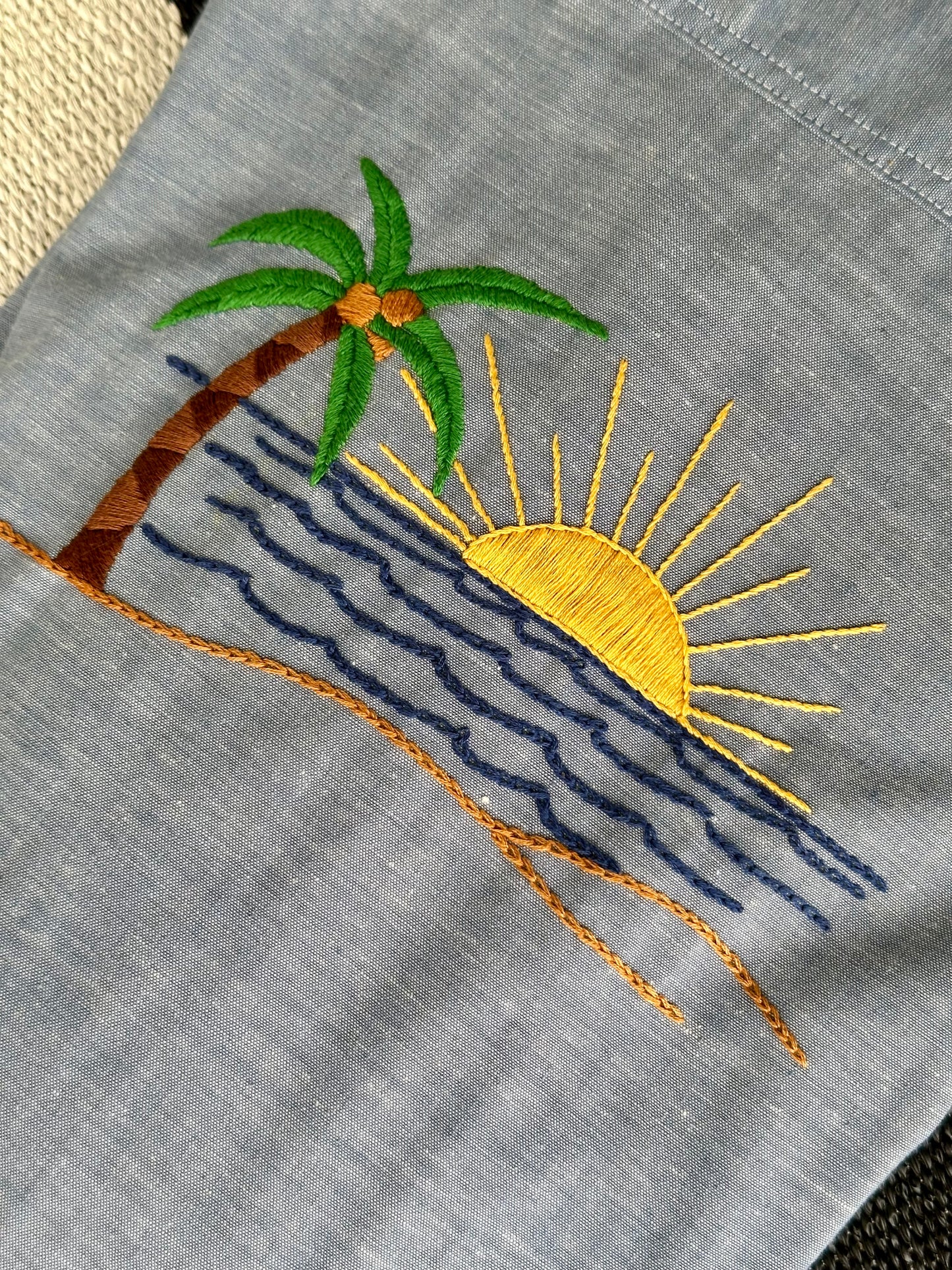 70’s Big Mac Selvedge Chambray Western Shirt w/ Hand Embroidery (Unisex XL)