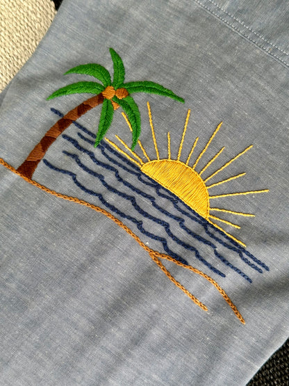 70’s Big Mac Selvedge Chambray Western Shirt w/ Hand Embroidery (Unisex XL)