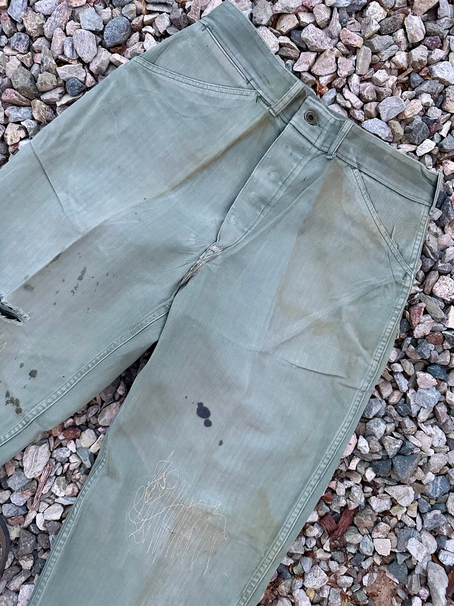 40’s WWII HBT USMC Donut Button P41 Trousers (Unisex 29/30)
