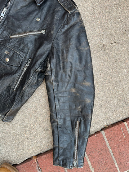 50’s Genuine Steerhide Leather Biker Jacket (Unisex 40/M)