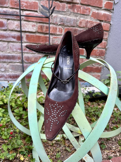 Vintage FENDI Studded Kitten Heels (8.5)