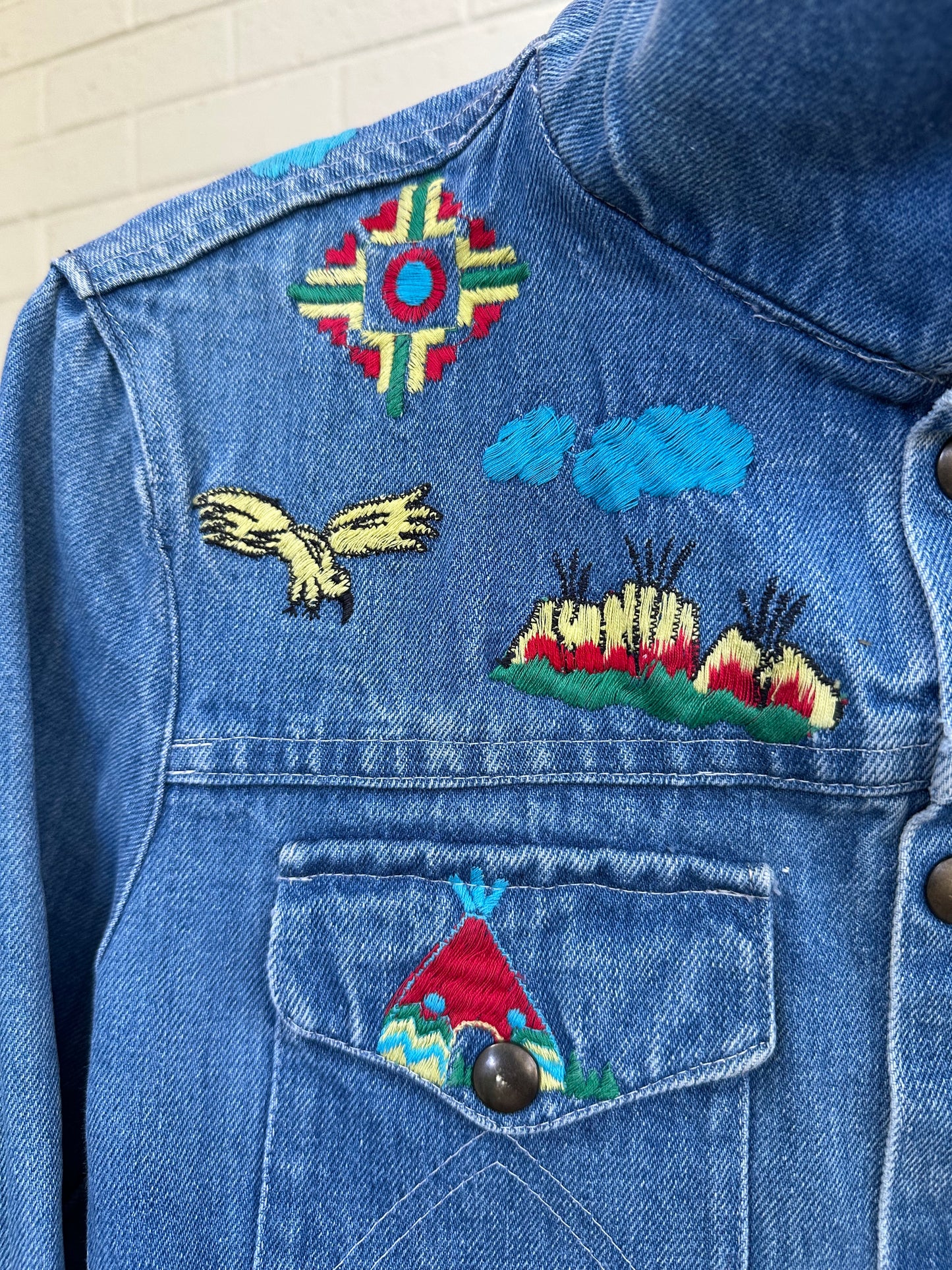 Rare 70’s Native Embroidered Denim Jacket (Women’s S)