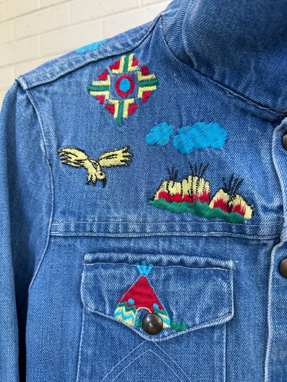 Rare 70’s Native Embroidered Denim Jacket (Women’s S)