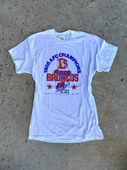 80’s Denver Broncos AFC Champs Paperthin Single Stitch Tee (Unisex M)