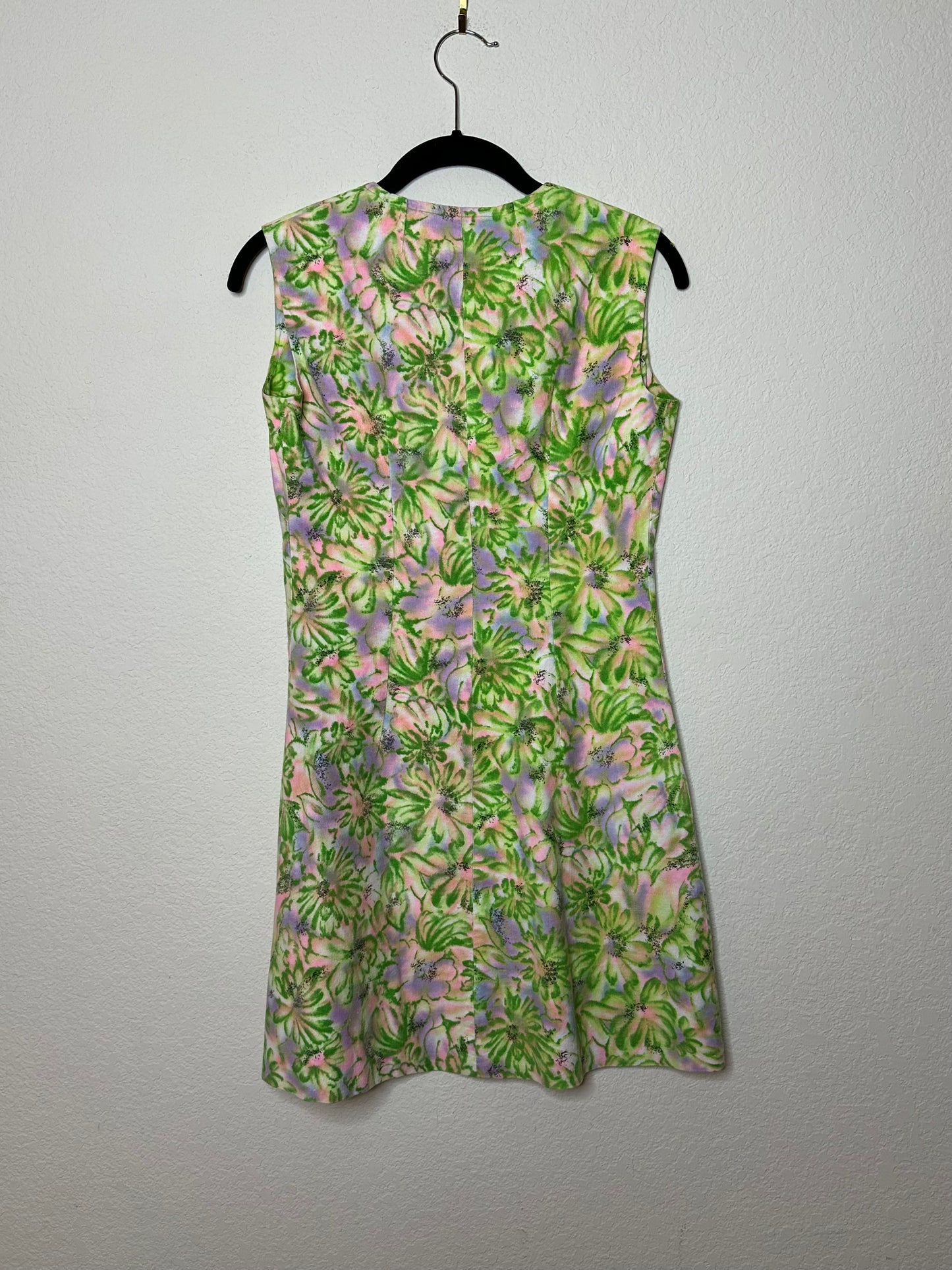 60’s Handmade Colorful Floral Print Mod Mini Dress (XS/S)