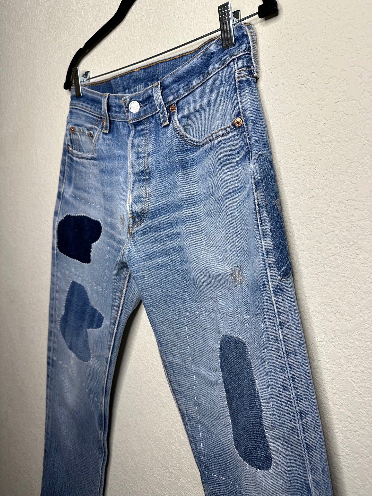 MCA Vintage Revival: Custom 90’s Levi’s 501XX Boro Patchwork Jeans (Modern 4/6)