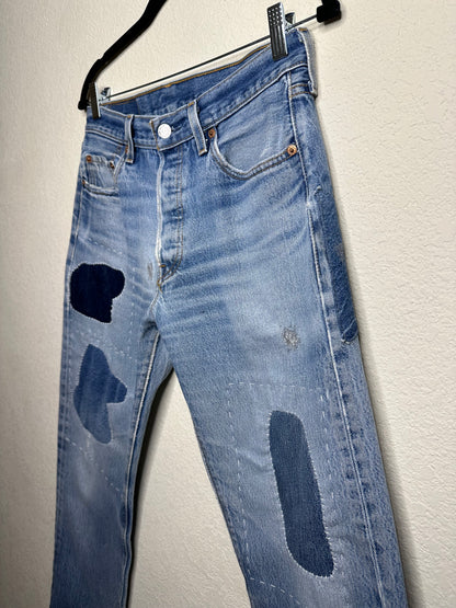 MCA Vintage Revival: Custom 90’s Levi’s 501XX Boro Patchwork Jeans (Modern 4/6)