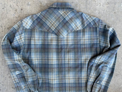 60’s Pendleton Plaid Pearl Snap Wool Western Shirt (Men’s M)