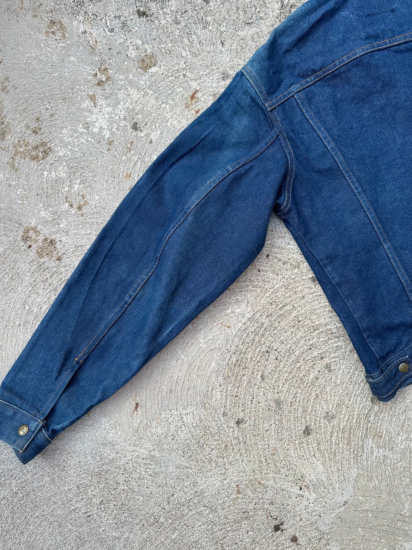 80’s Saddle King Raw Denim Trucker Jacket (Unisex S)