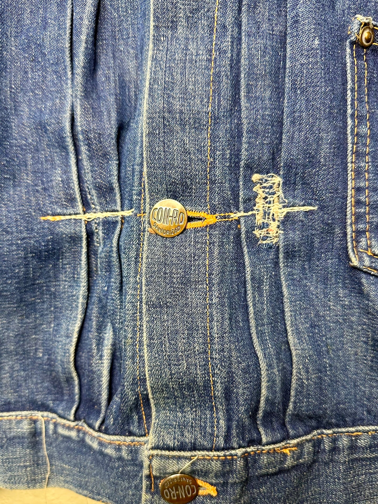 Rare 40’s Selvedge Buckle Back Pleated Type 1 Denim Jacket (Women’s XS)