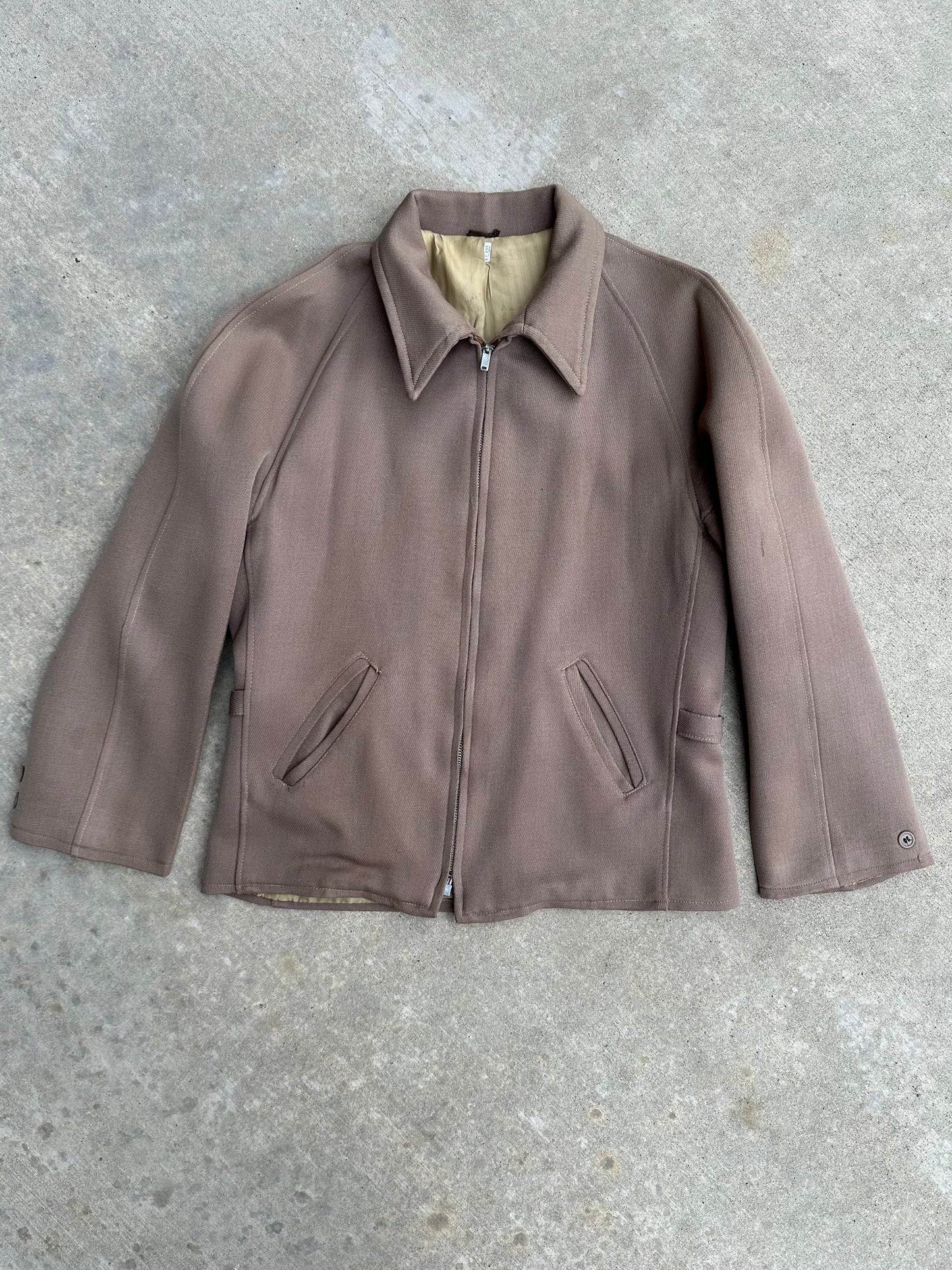 RARE 40’s Wool Gabardine Western Raglan Zip-Up Jacket (Unisex S)