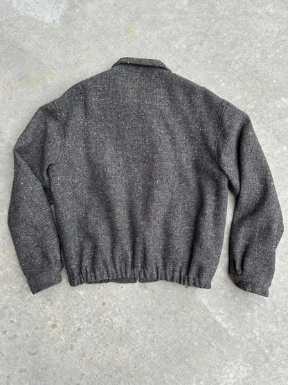 Vintage (50’s Style) Wool Tweed Zip-Up Rickey Jacket (Unisex L)