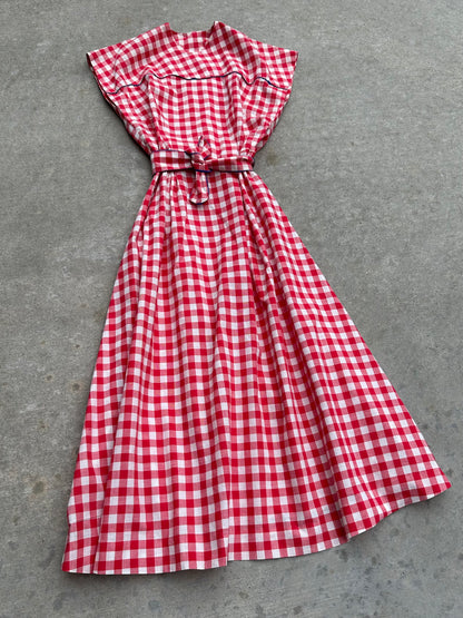 DROPPING SUNDAY: 50’s Handmade Western Gingham Check Dress (XS)