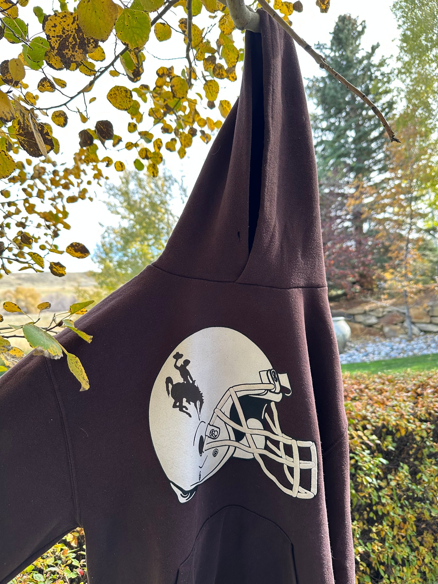 00s Russell Wyoming Football Puffy Hoodie (Unisex S)