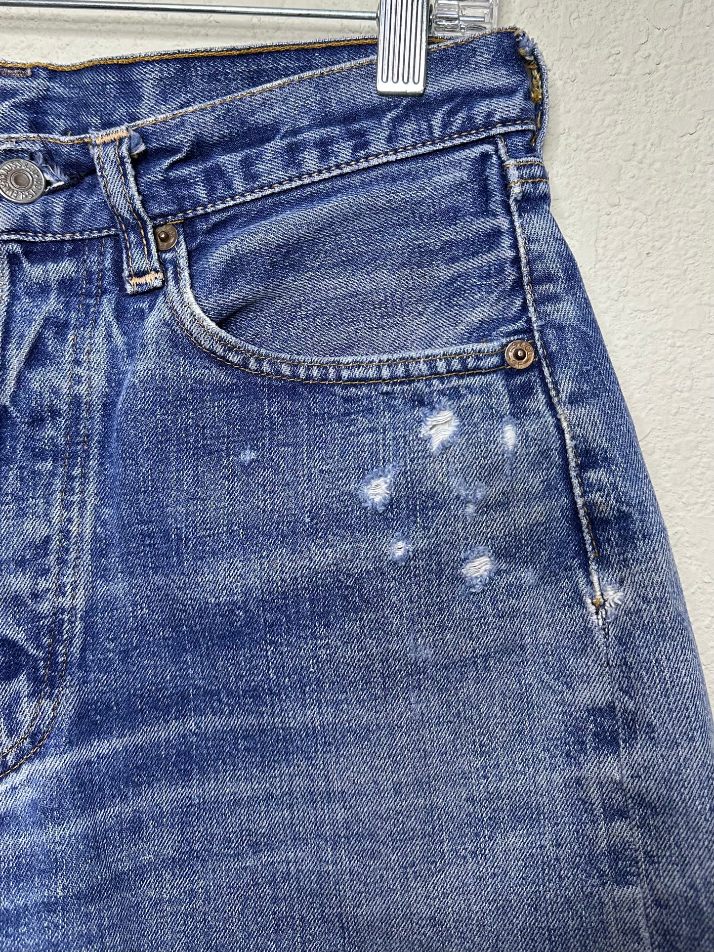 60’s LEVI’S BIG E Redline Selvedge Patchwork Denim Cutoff Shorts (Unisex 28/Modern 6)