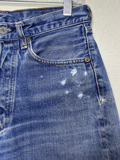 60’s LEVI’S BIG E Redline Selvedge Patchwork Denim Cutoff Shorts (Unisex 28/Modern 6)