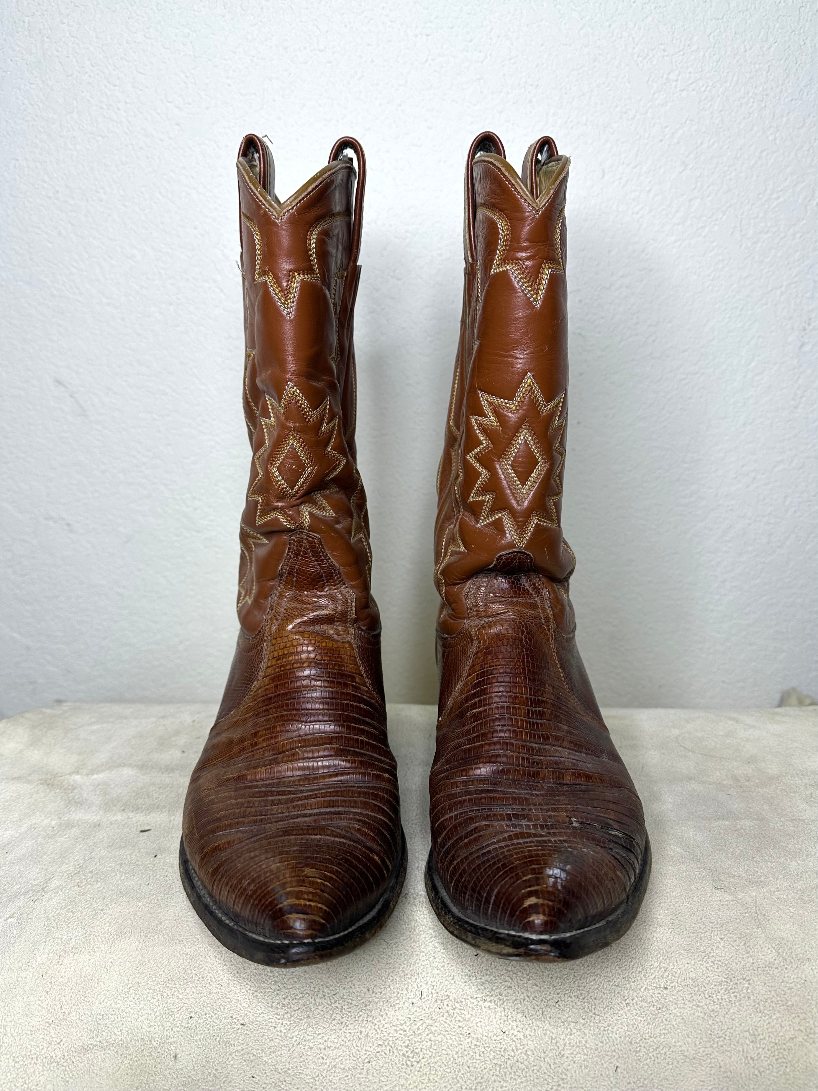70's Tony Lama Black Label Exotic Cowboy Boots (Men's 8.5/Women's