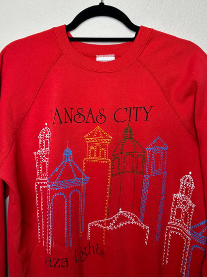 80’s Kansas City Plaza Lights Raglan USA Sweatshirt (Unisex M)