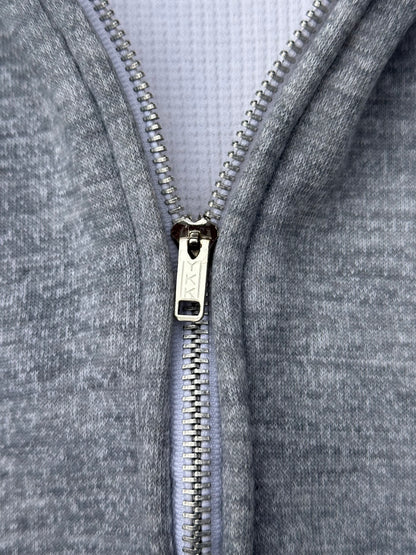 70s Double Face Thermal Lined Raglan Zip-Up Hoodie (Unisex M)