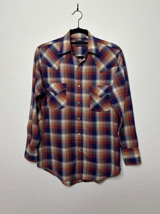 70’s Plains Western Pearl Snap Shirt (Unisex S/M)