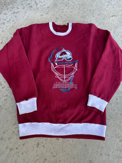 90’s Colorado Avalanche Embroidered Crewneck Sweatshirt (Unisex L))