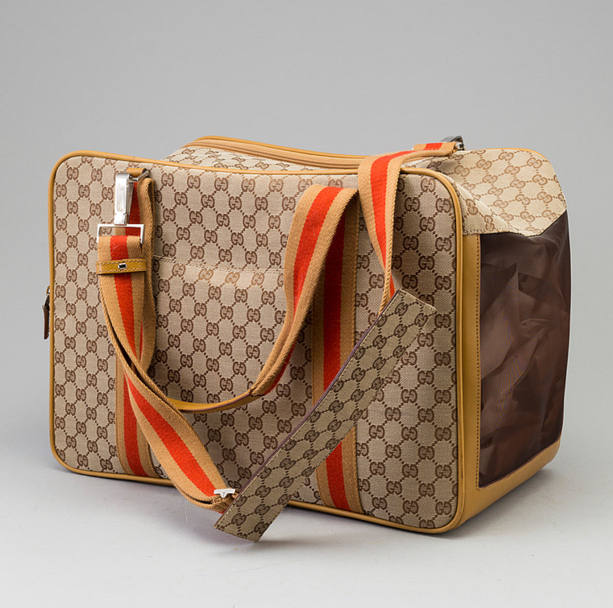 Vintage Gucci Monogram Web Dog / Pet Carrier