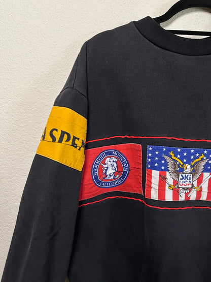 Rare 90s Heavyweight USA Ski Resort Patchwork Sweatshirt (Unisex L/XL)