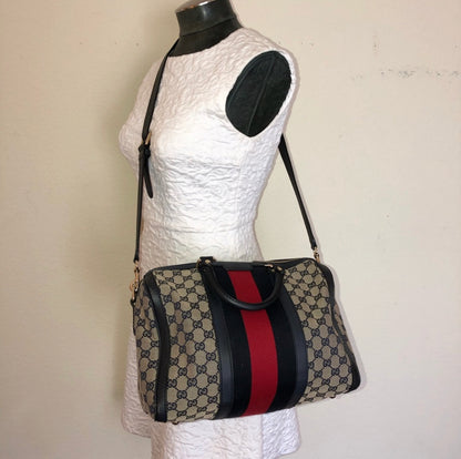 Y2K Gucci Monogram GG Web XL Boston Crossbody Bag