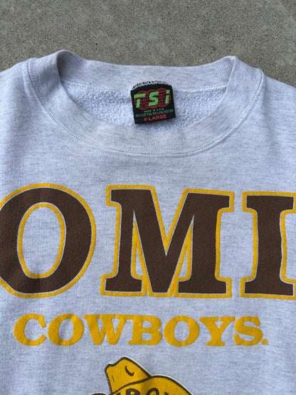 Rare 80’s Wyoming Cowboys Spell-Out Pistol Pete Sweatshirt (Unisex L)