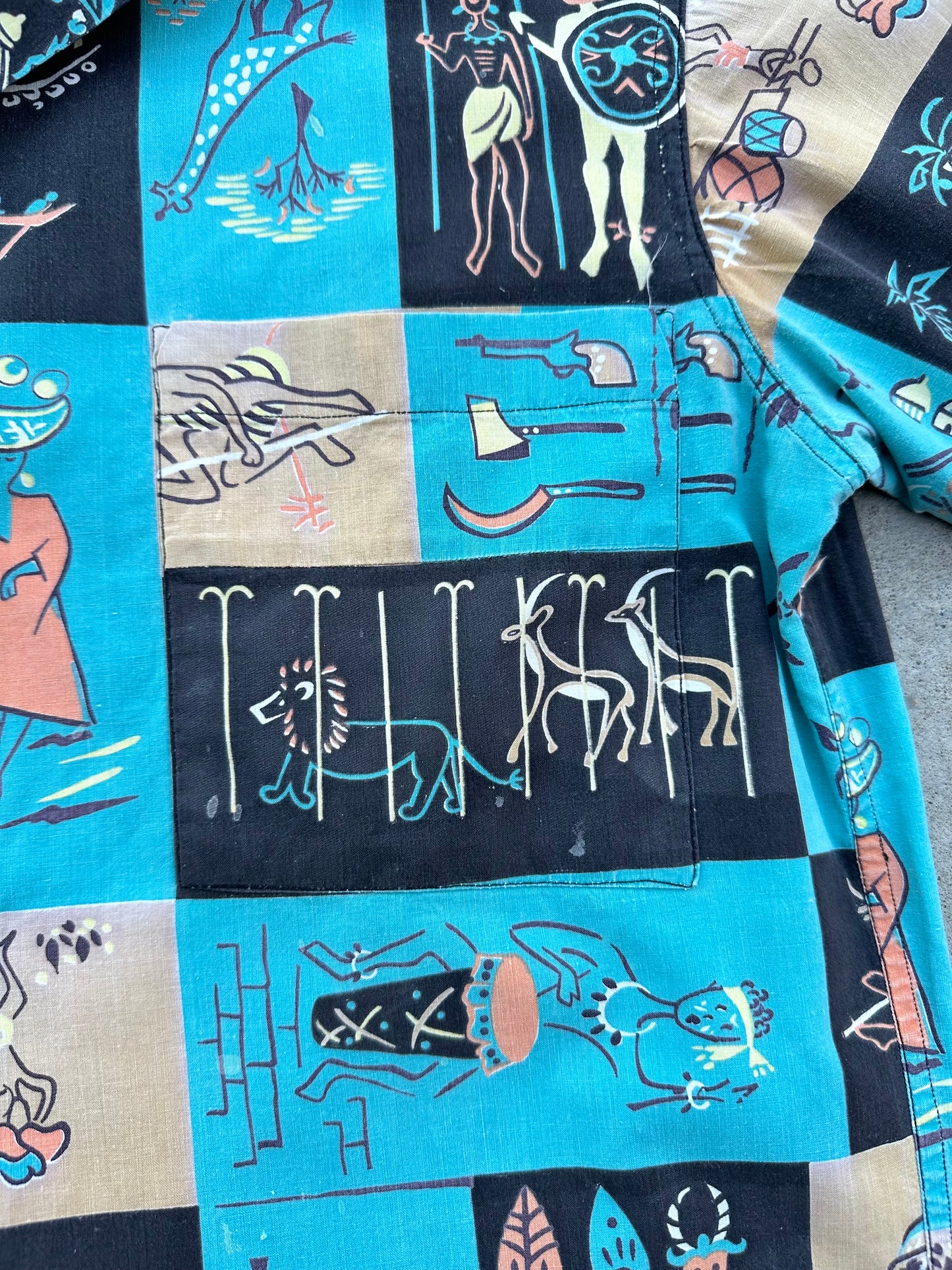 50’s Handmade Cotton Novelty Printed Casual Shirt (Unisex S)