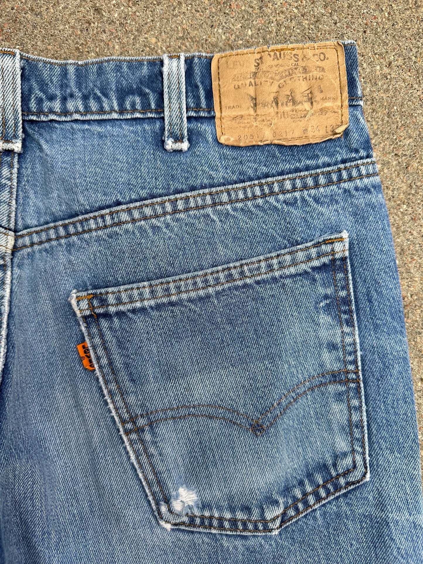 CUSTOM: 80’s Levi’s 517 Orange Tab Bootcut Boro Patched Denim Jeans USA (Men’s 32x31 / Women’s 30)