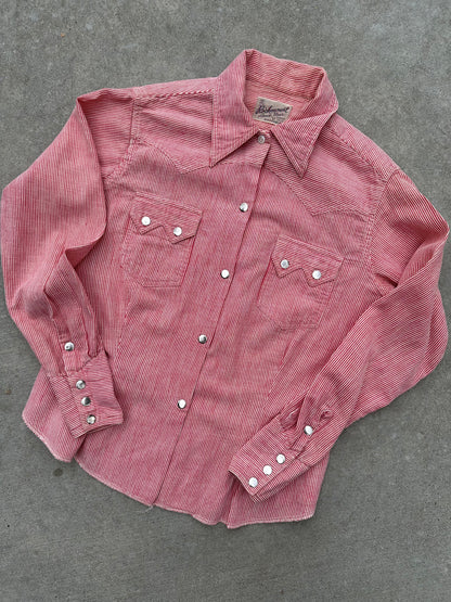 RARE 40’s Rockmount Ranchwear Women’s Sawtooth Woven Cotton Stripe Pearl Snap Shirt (XS/S)