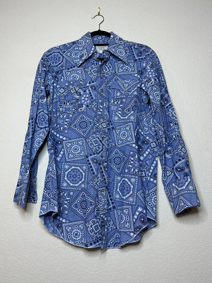 Rare 70’s H Bar C Ranchwear Bandana Western Pearl Snap Shirt (Unisex M)